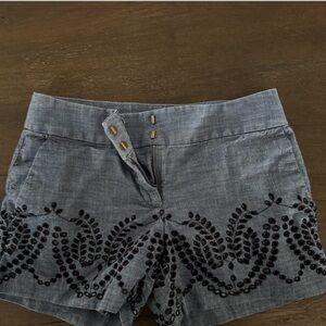 Stylish Gray Beaded Women's Shorts